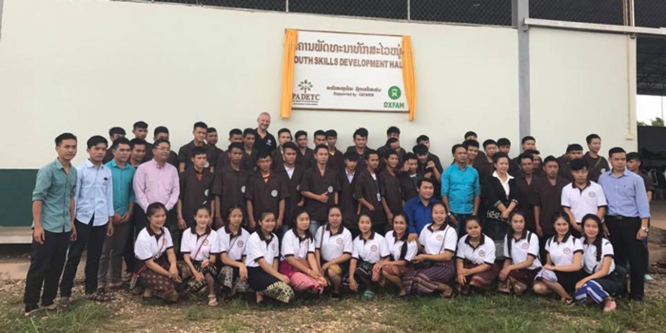 Youth Service Center – Youth Capacity-Building Students-Teachers line up in front of the Youth Service Center